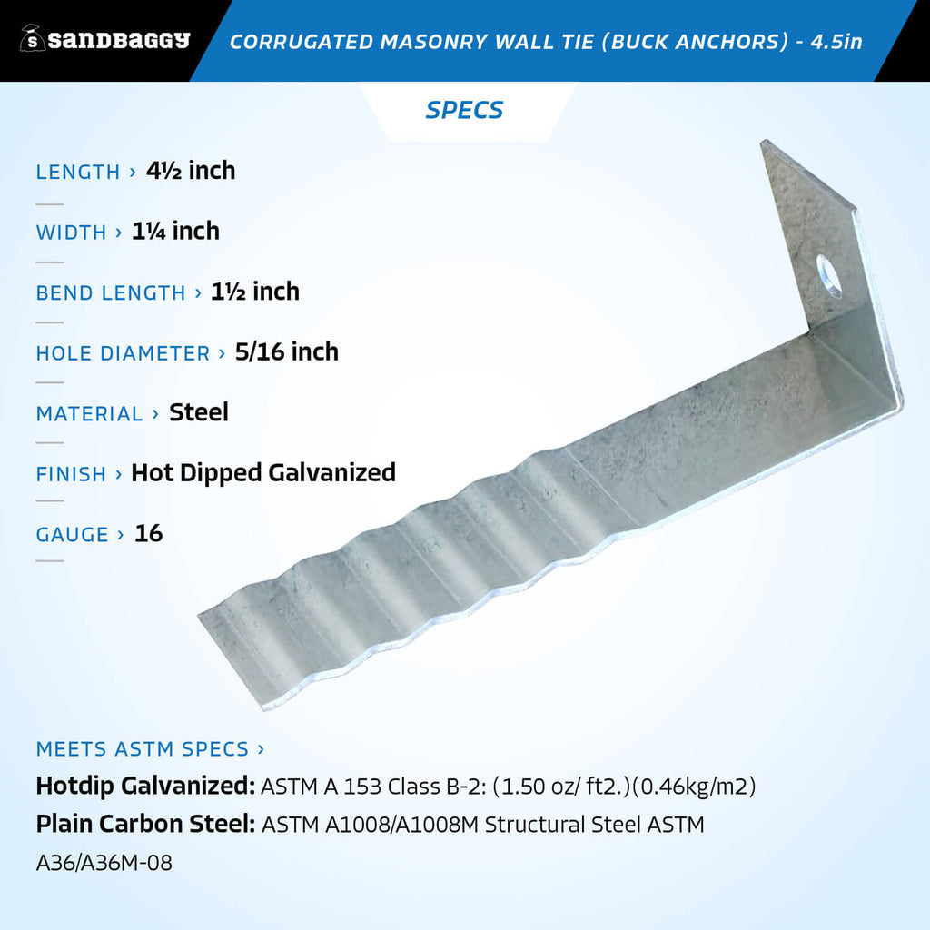 4-1/2" buck anchors - specs