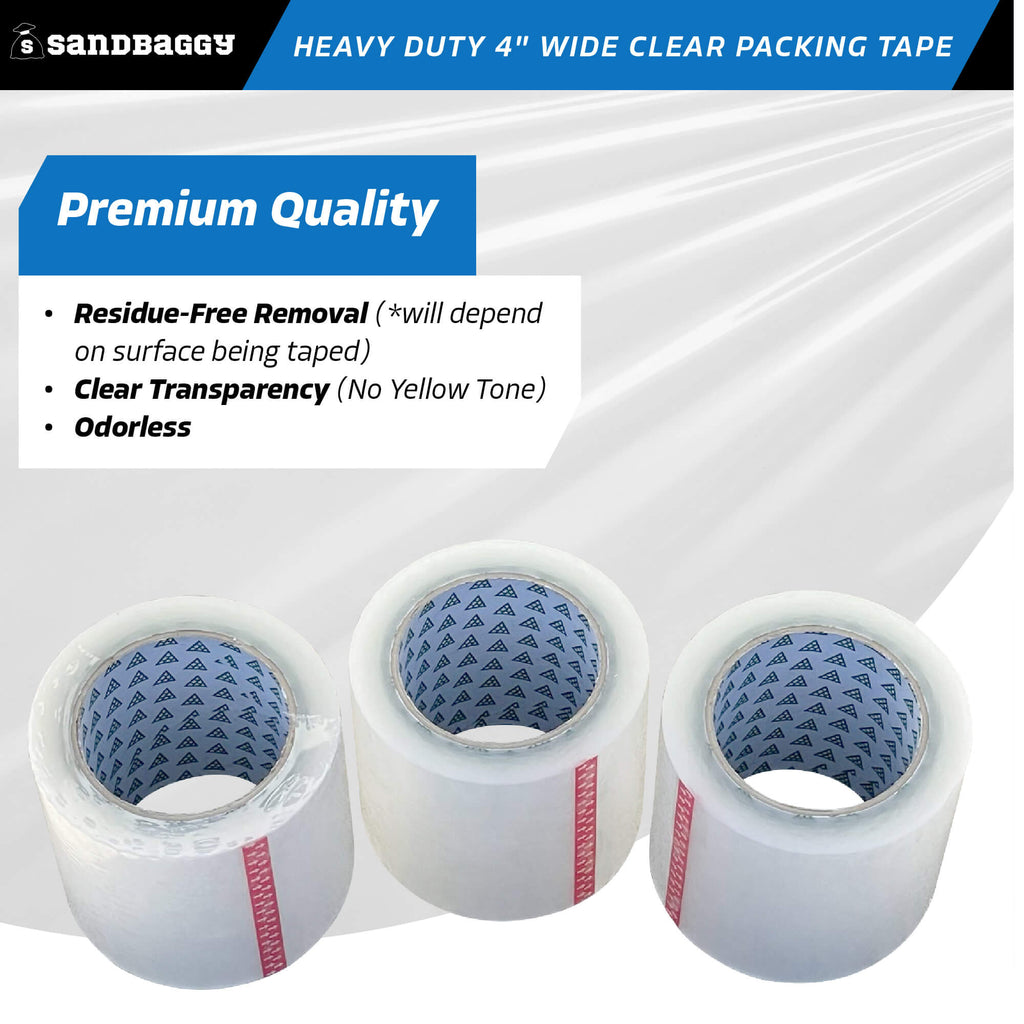 Heavy duty 4 inch wide clear packing tape rolls - premium quality