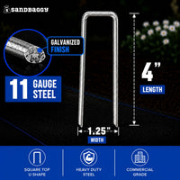 4 inch landscape staples, 11 gauge, galvanized