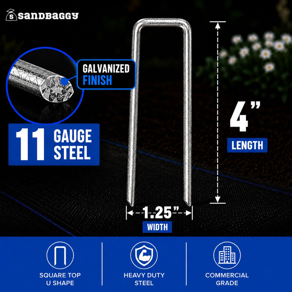 4 inch landscape staples, 11 gauge, galvanized