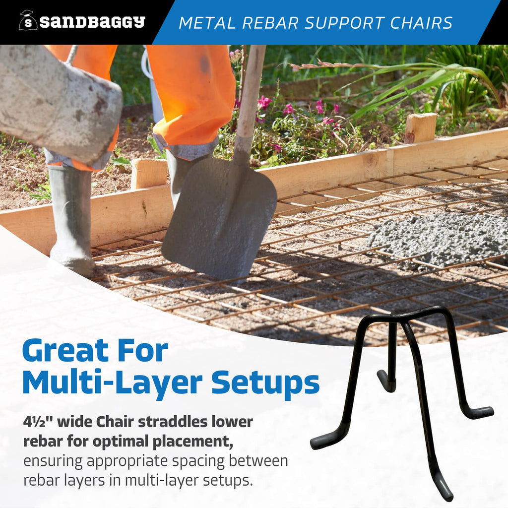 4 inch rebar metal support chairs - extra wide