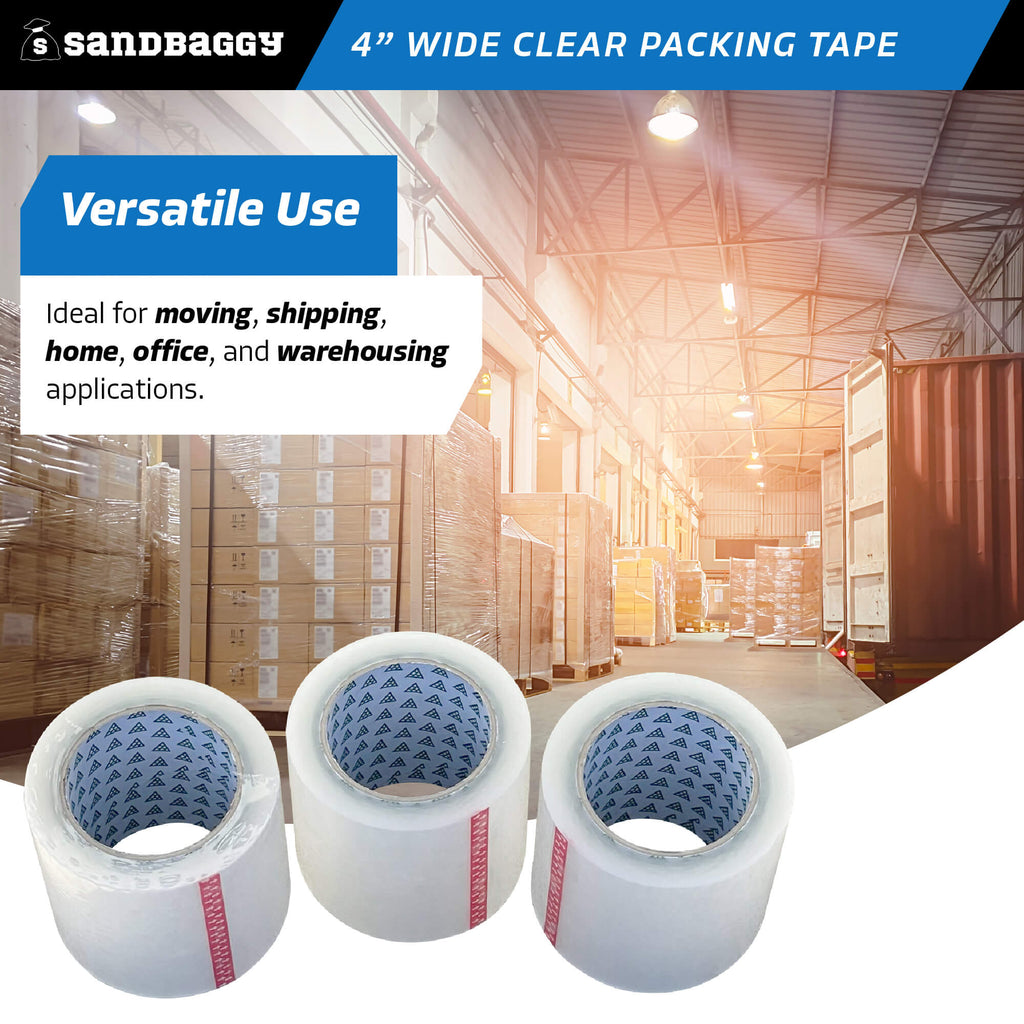 4 inch wide clear packing tape rolls - moving, shipping, warehousing