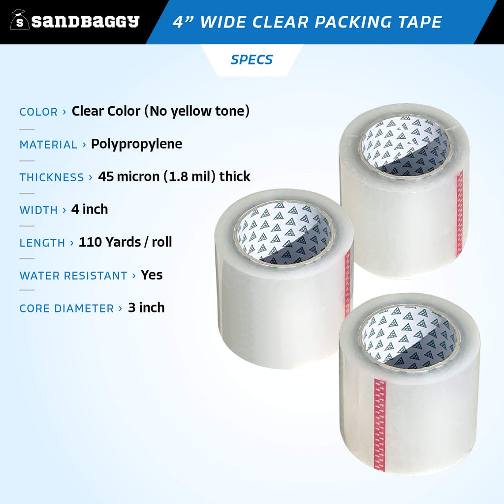 4 inch wide clear packing tape rolls for sale