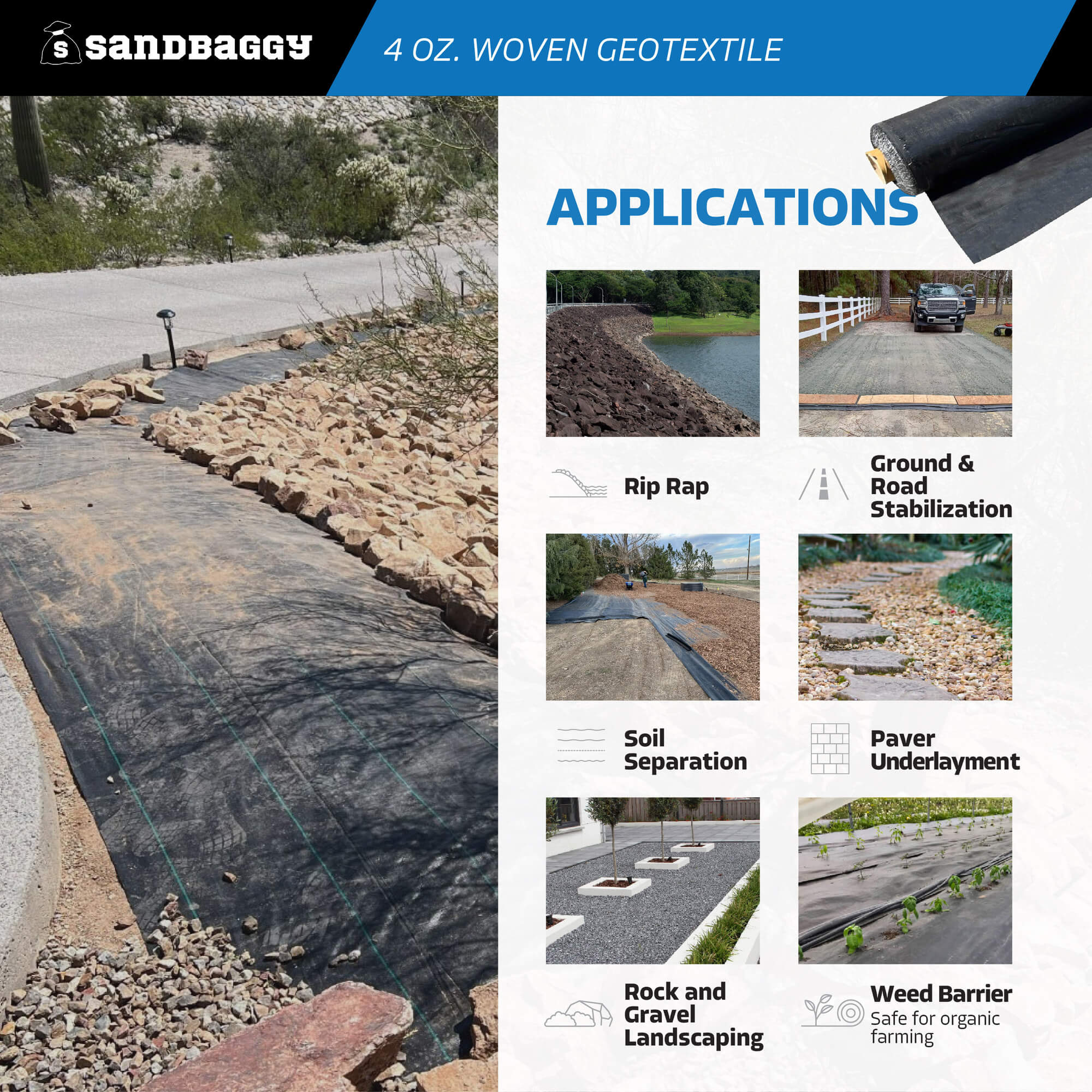 Woven Geotextile Landscape Fabric | Driveway Fabric, Gravel