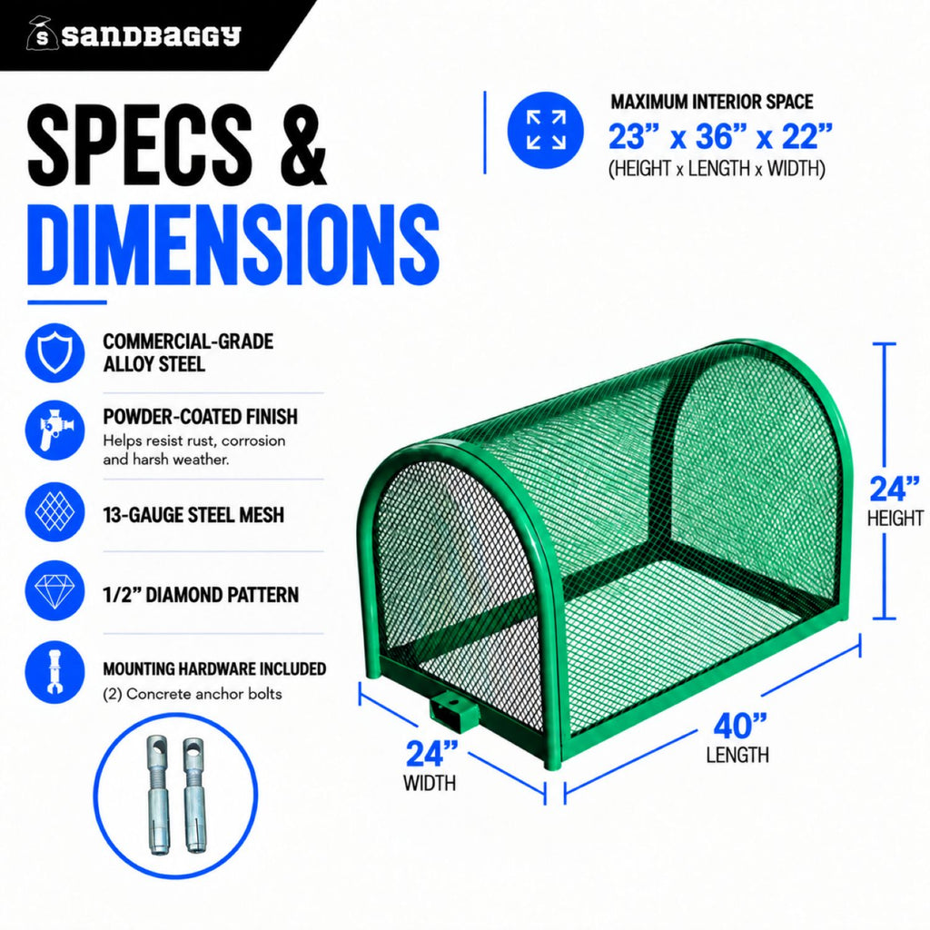 40x24x24 backflow security cage - specs and dimensions