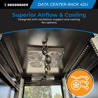 42U Data Center Rack - Lockable, Heavy Duty with Cooling Support