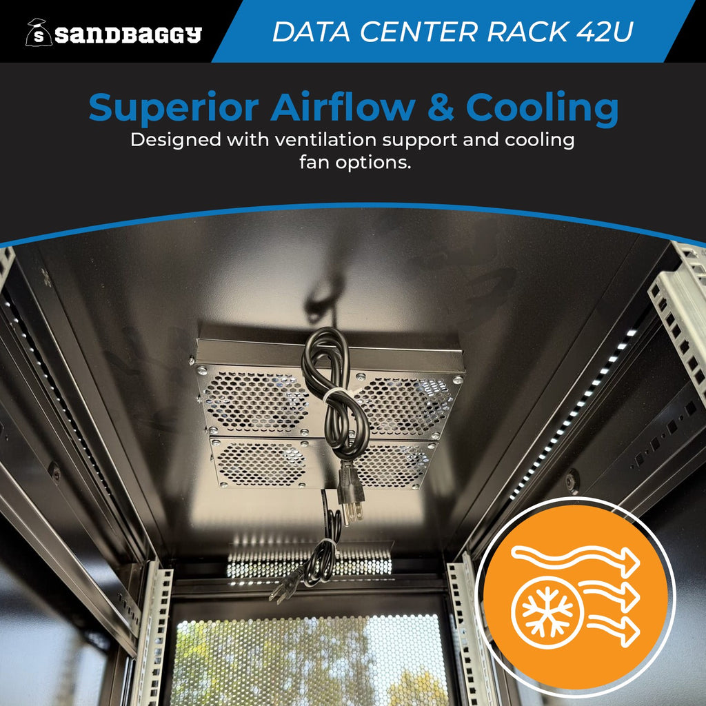 42U Data Center Rack - Lockable, Heavy Duty with Cooling Support