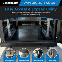 42U Data Center Rack - Lockable, Heavy Duty with Cooling Support