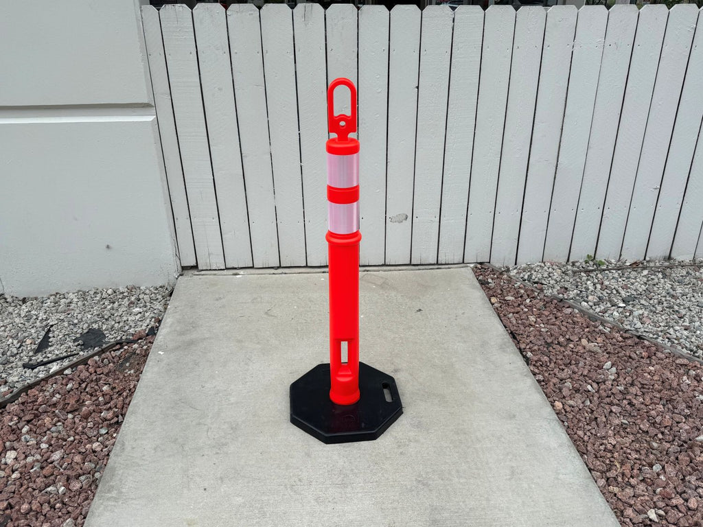 orange safety reflective delineator posts