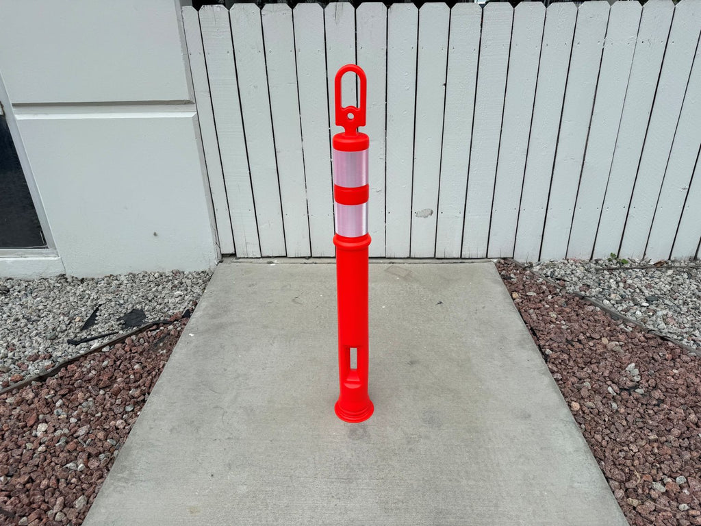 46" Plastic Traffic Delineator Post - Reflective Bands (Orange)