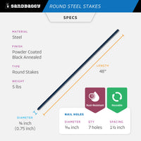 48" round concrete form stakes - specs