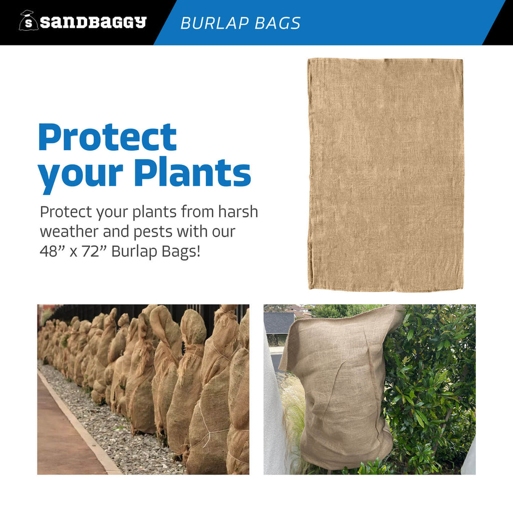 48" x 72" large burlap bags - plant covers