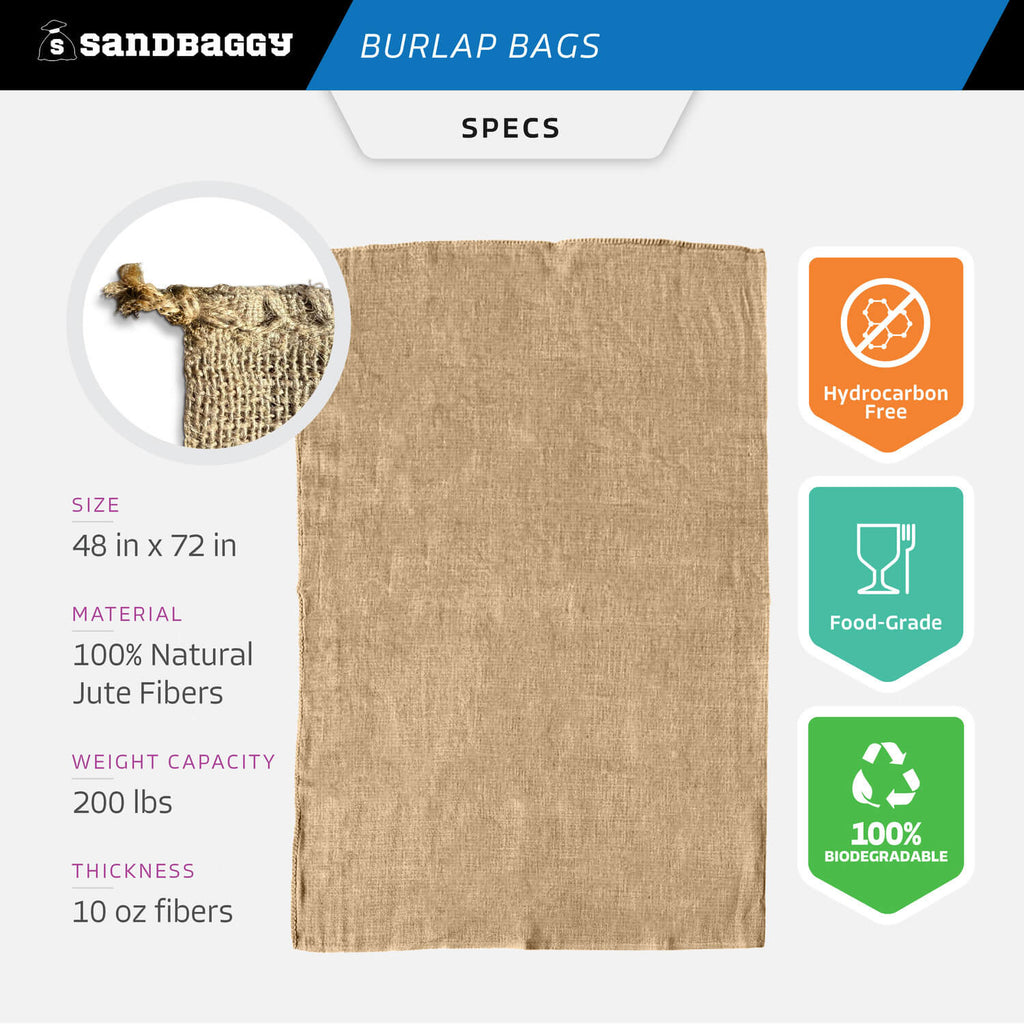 extra large 48" x 72" large burlap bags - specs