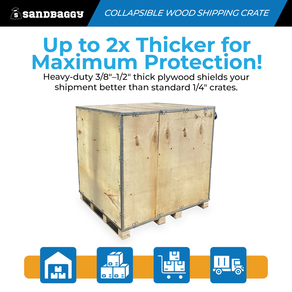 Collapsible Wood Shipping Crate with Pallet (48" x 48" x 48") - 64 cu ft