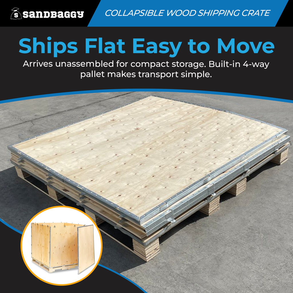 Collapsible Wood Shipping Crate with Pallet (48" x 48" x 48") - 64 cu ft