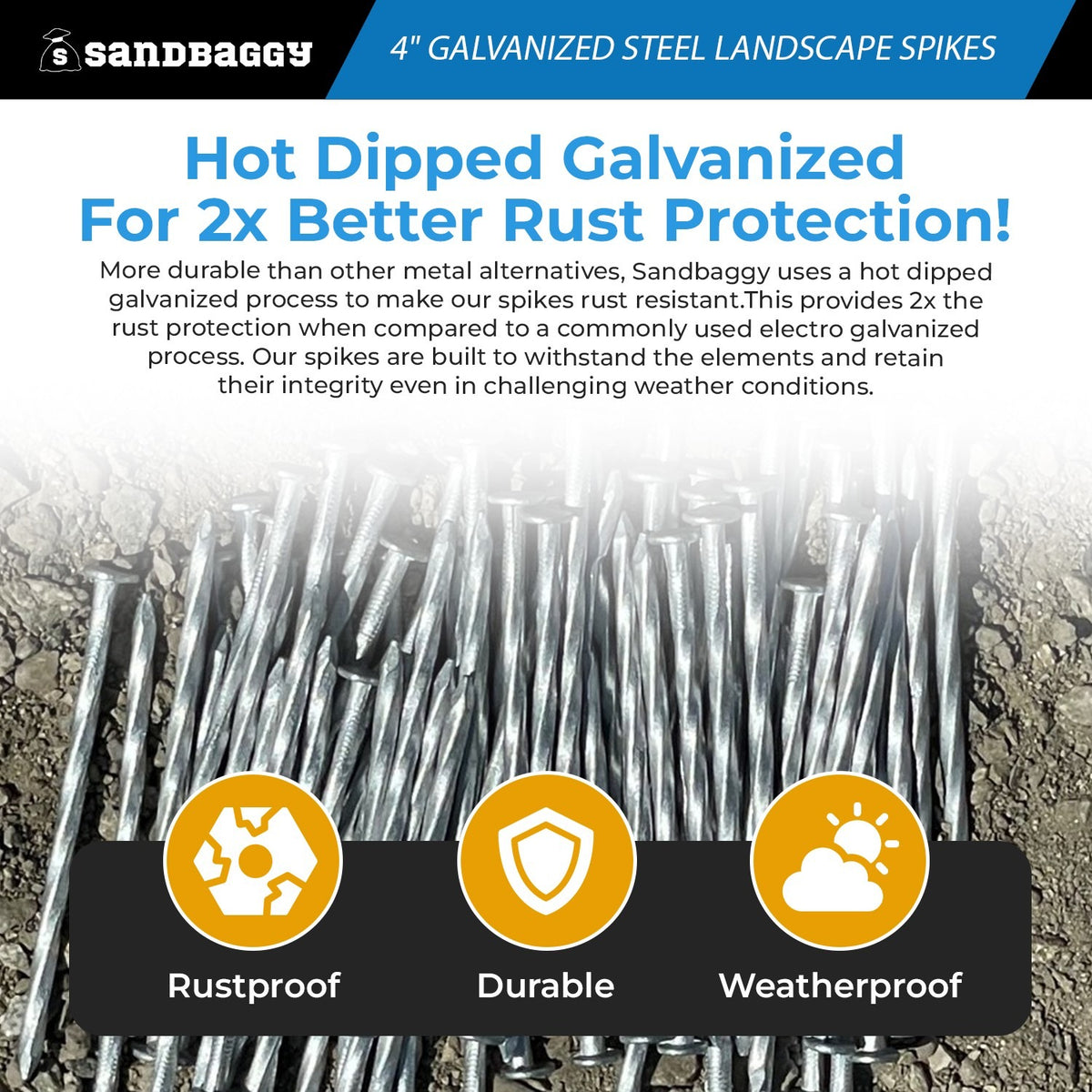 4 inch Galvanized Landscape Edging Spikes - 7 Gauge Steel – Sandbaggy
