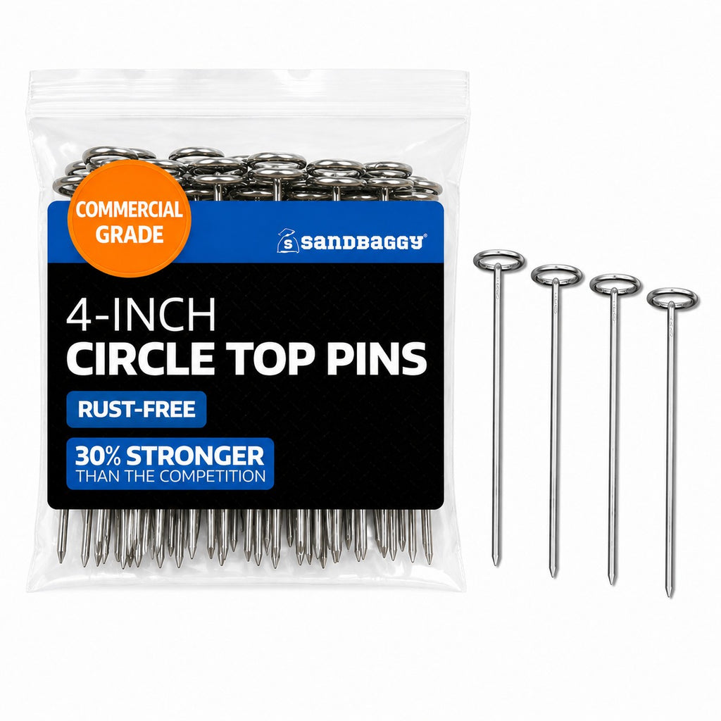 4 in. Circle Top Landscape Pin – Galvanized 11 Gauge Garden & Weed Barrier Staples