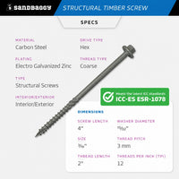 4 inch timber screws