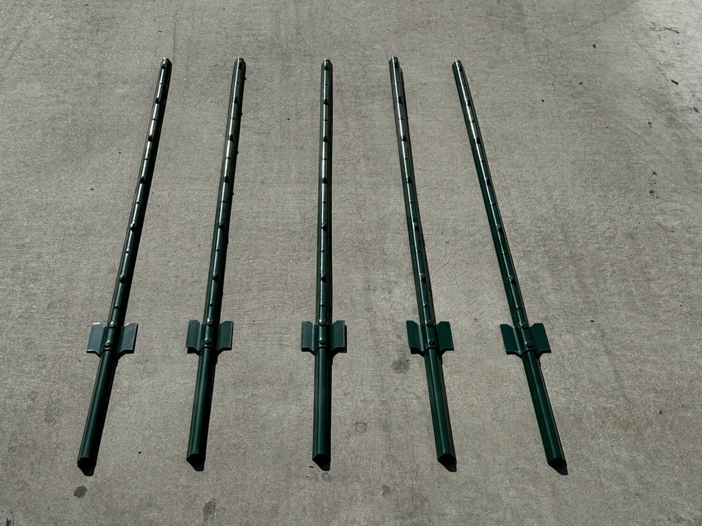 4 ft U Channel Posts for Fences & Signs - Studded Steel, Green