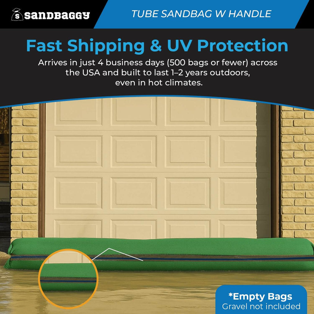 Long Tube Sandbags with Handle - 4 ft length (Lasts 1-2 Yrs) - 70 lb Capacity