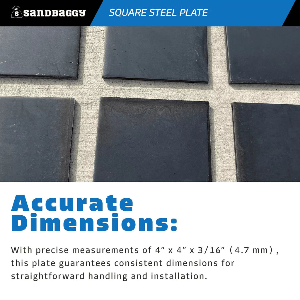 4” x 4” x 3/16” Square Steel Plate - precise dimensions