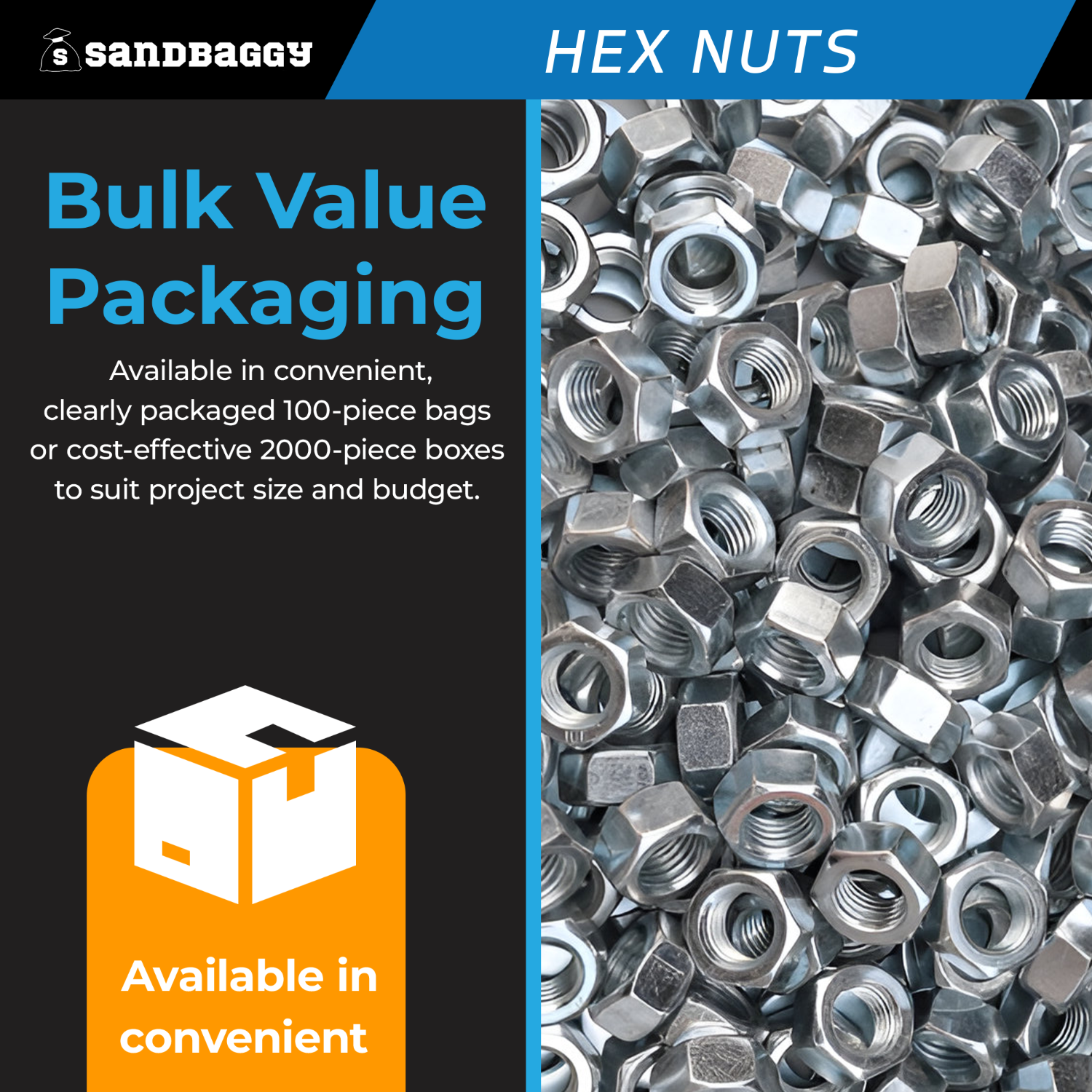 5/16-18 Grade 5 Hex Flange Nuts - Zinc Coated, Coarse Thread (Choose Your Quantity)