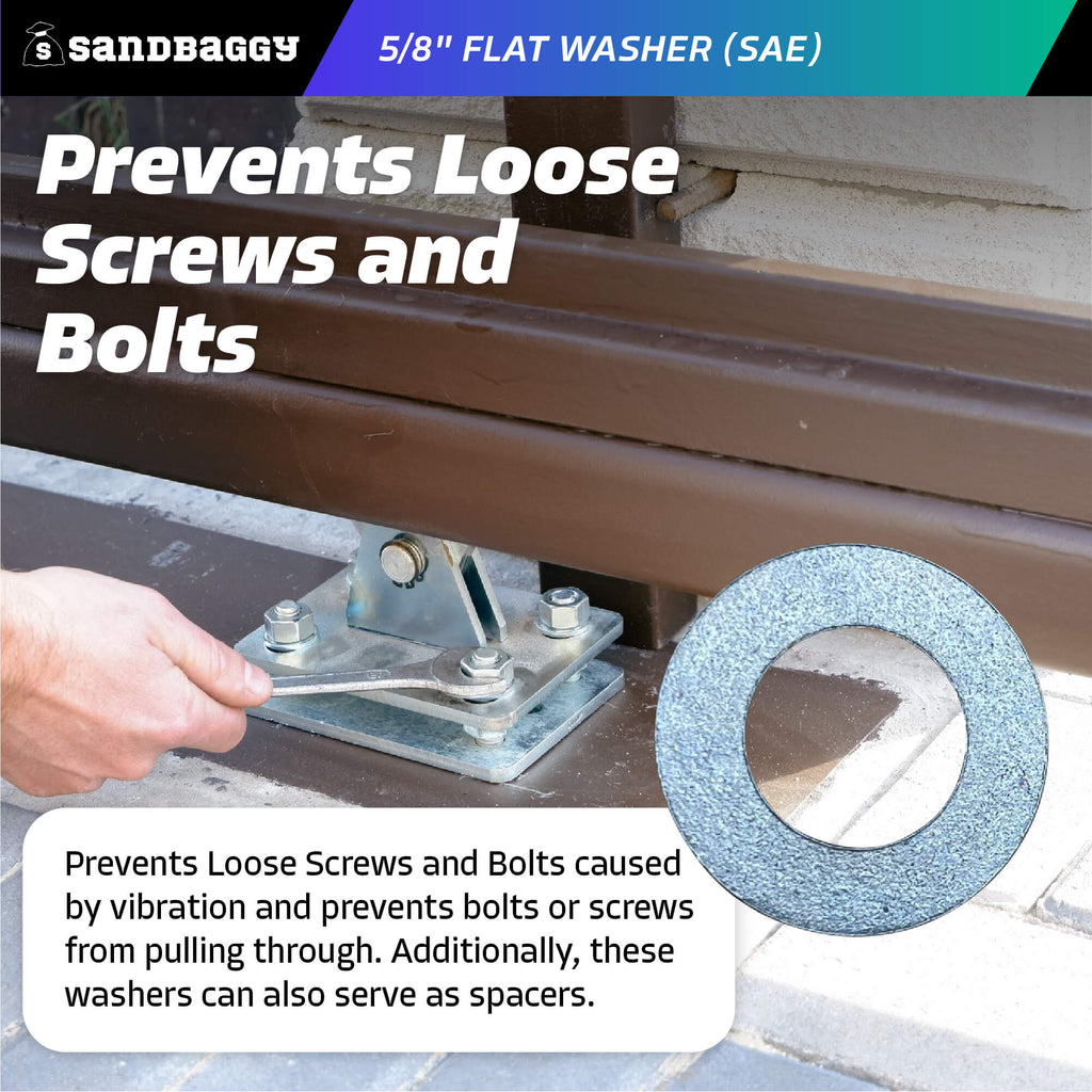 5/8 inch flat washer prevents loose screws and bolts