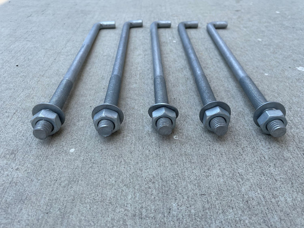 5/8 inch x 14 inch  hot dipped galvanized anchor bolts for concrete - l bolt