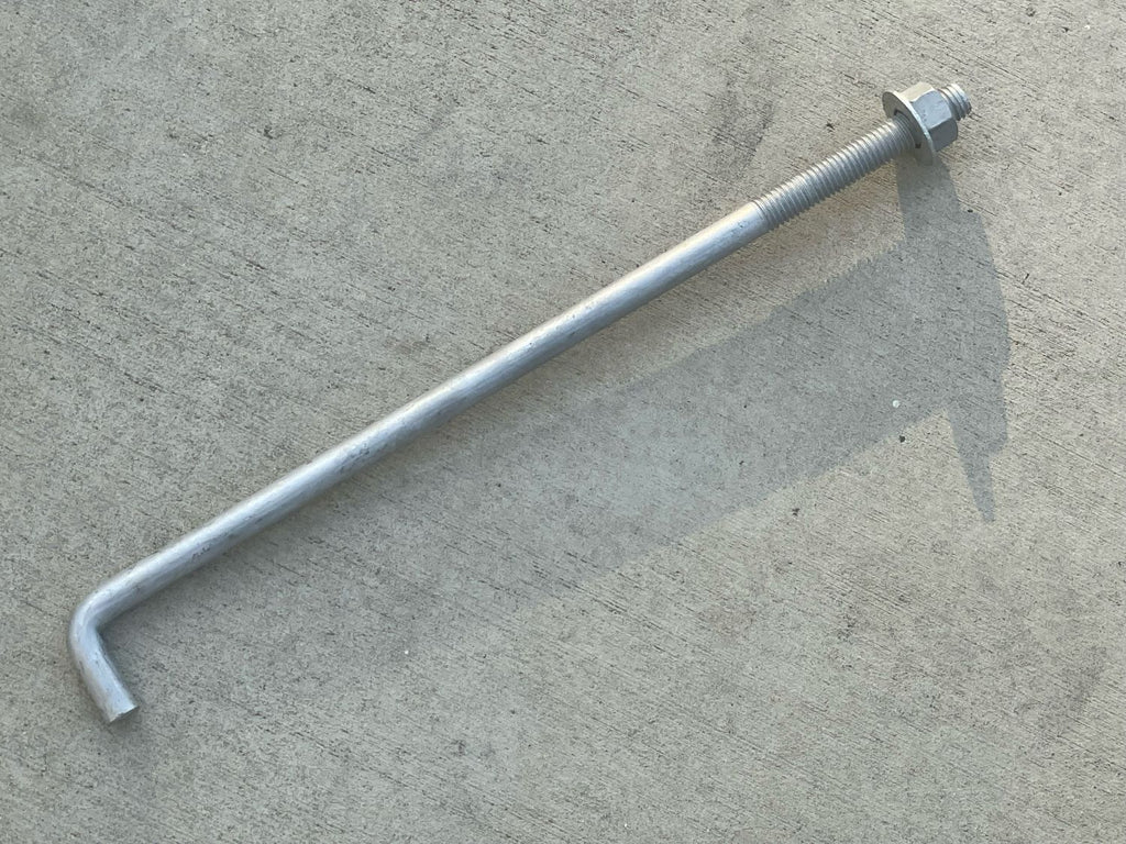 5/8" x 16" Threaded Concrete Anchor L-Bolts (Nuts & Washers Included) - Galvanized