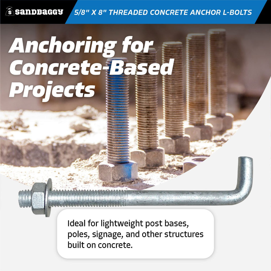 5/8 x 8 concrete anchor bolts - post bases, signage, structures