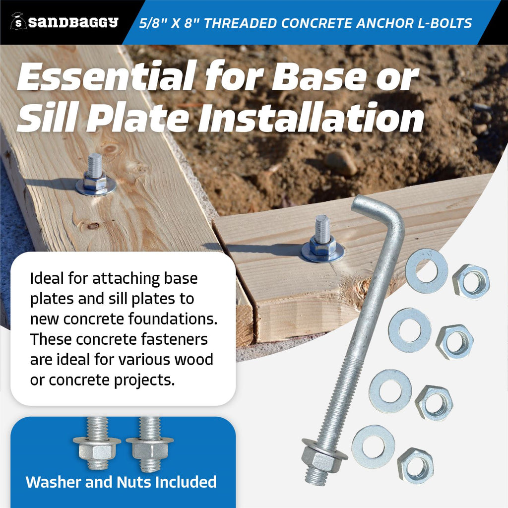 5/8 x 8 concrete anchor bolts - base or sill plate installation