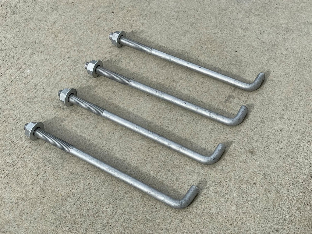 5/8" x 12" Threaded Concrete Anchor L-Bolts (Nuts & Washers Included) - Galvanized