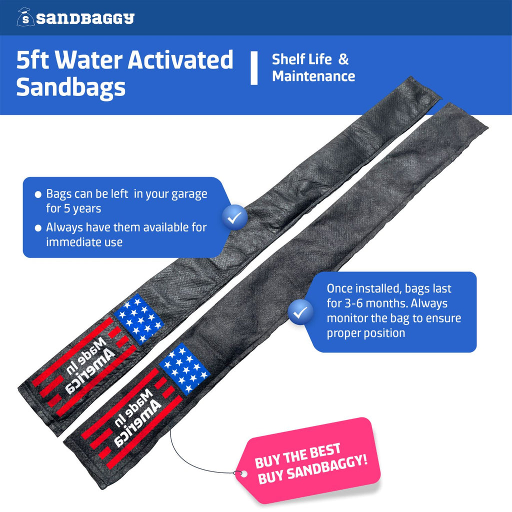 14" x 26" Water Activated Sandless Sandbags For Flooding (Black) - Stronger Than Quick Dam Bags