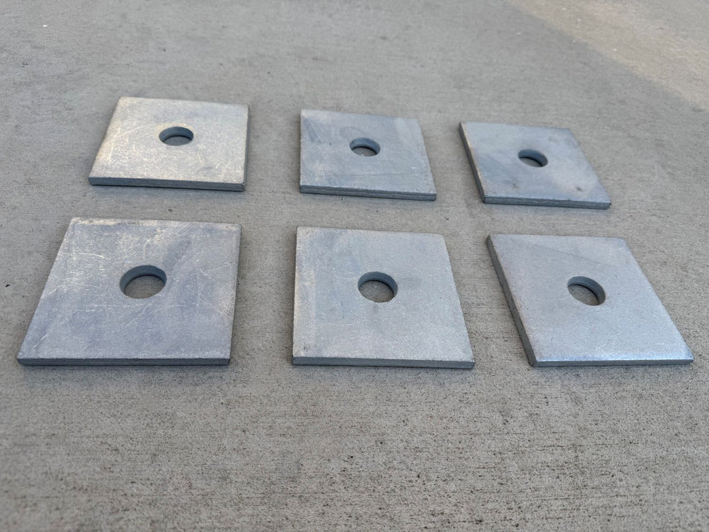 flat steel square plate washers 5 inch x 5 inch - zinc coated