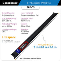 5 ft Water Activated Sandless Sandbags For Flooding