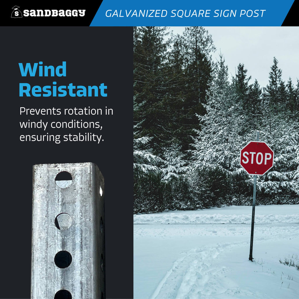 6 ft square sign post - wind resistant