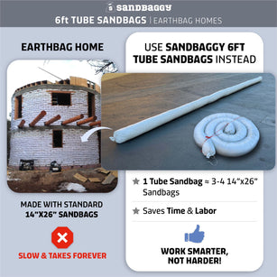6 ft long tube sandbags for earthbag homes