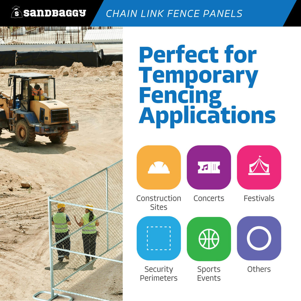 6 ft x 12 ft Chain Link Fence Panel - Temporary Fencing