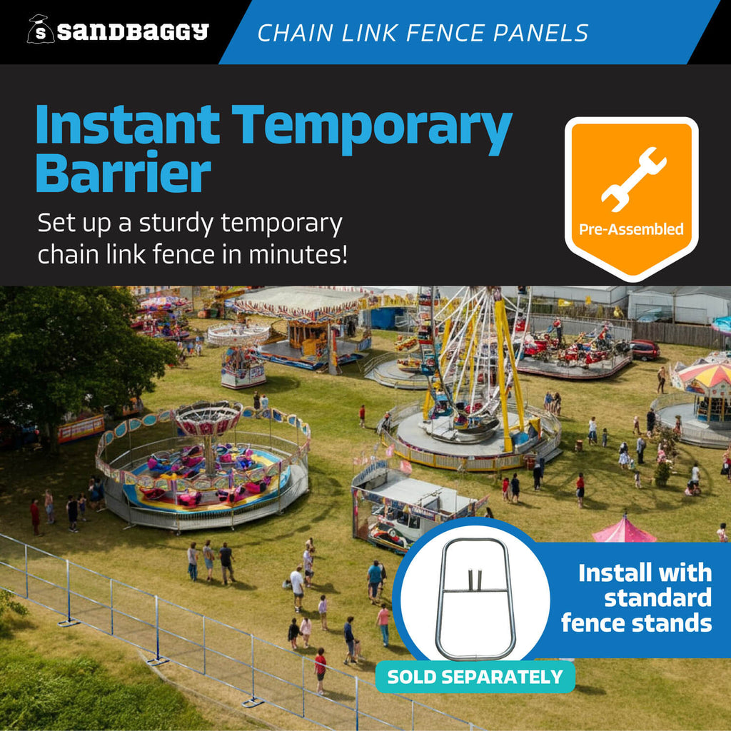 6 ft x 12 ft Chain Link Fence Panel - Instant Temporary Barrier