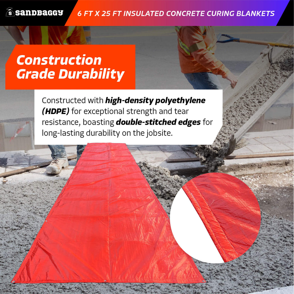 6 ft x 25 ft concrete curing blanket - high density polyethylene