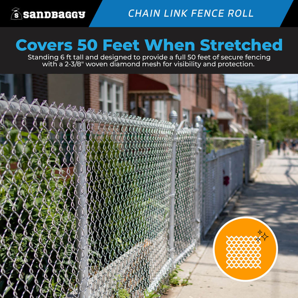 6 ft x 50 ft galvanized chain link fence roll - Diamond Mesh
