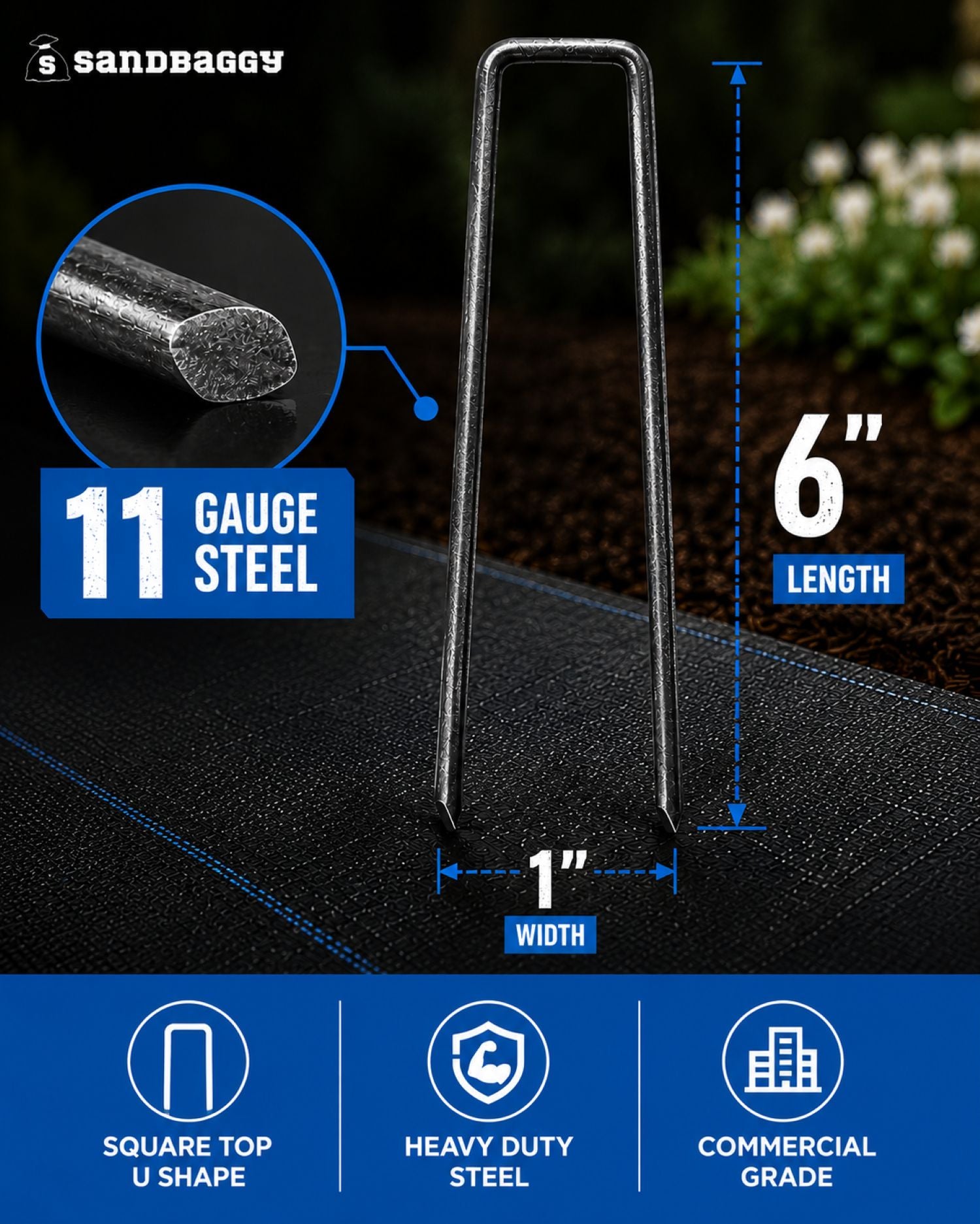 6 inch Landscape Staples - Garden & Sod Stakes – Sandbaggy