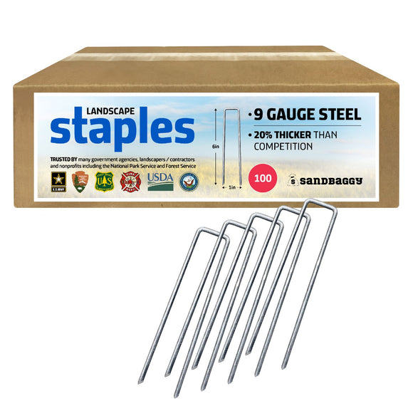 6 inch 9 gauge landscape staples - heavy duty, USA Made