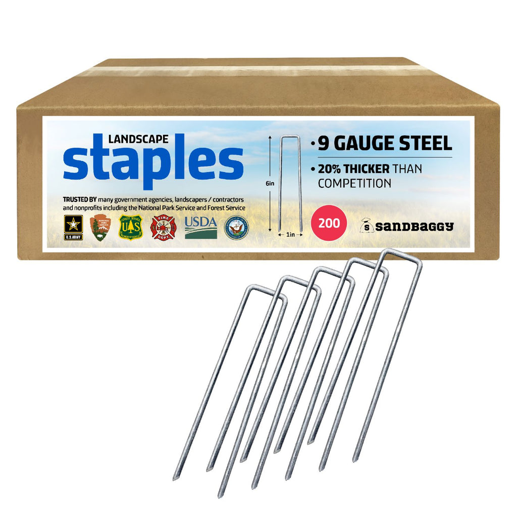 Box of 200 Landscape Staples: 9 Gauge Steel: 20% thicker than competition