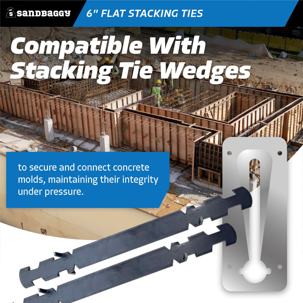 1⅛" x 6" Flat Stacking Ties - install with stacking wedges