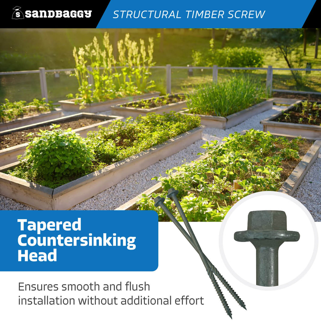 6" timber screws - tapered countersunk heads