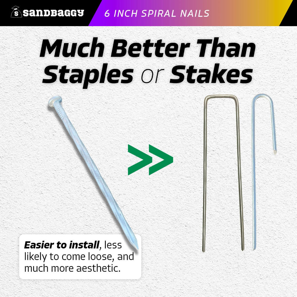 6 inch artificial turf nails vs landscape stakes and staples