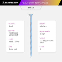heavy duty 6 inch artificial turf nails specs