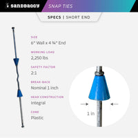 6 inch short end snap ties specs