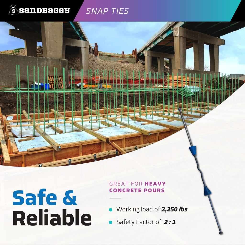 6 inch short end snap ties for heavy concrete pours